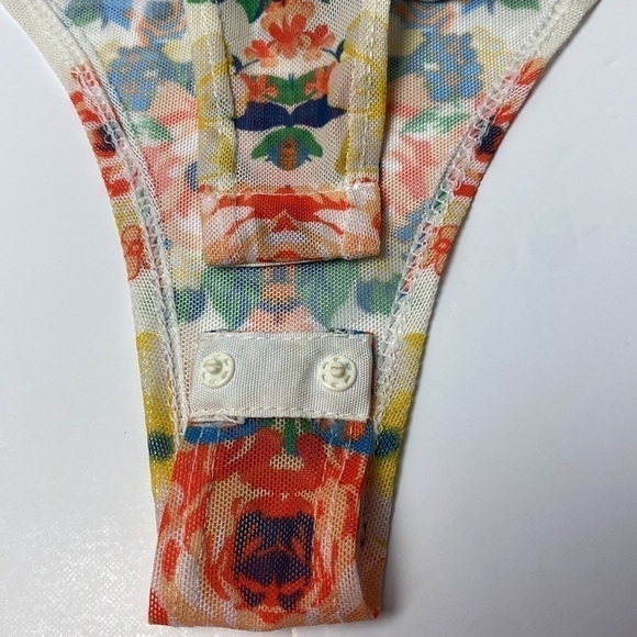 JEALOUS Tomato Floral Mesh Vibes Ruffled Layered Bodysuit Party Festival Large - Picture 14 of 15